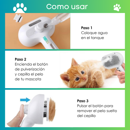 Cepillo de Vapor para Perros y Gatos 3 en 1